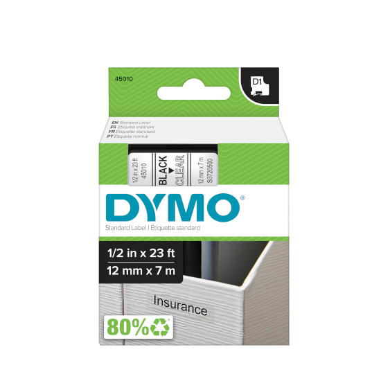 DYMO - Clear Standard labels 12mm (D1)
