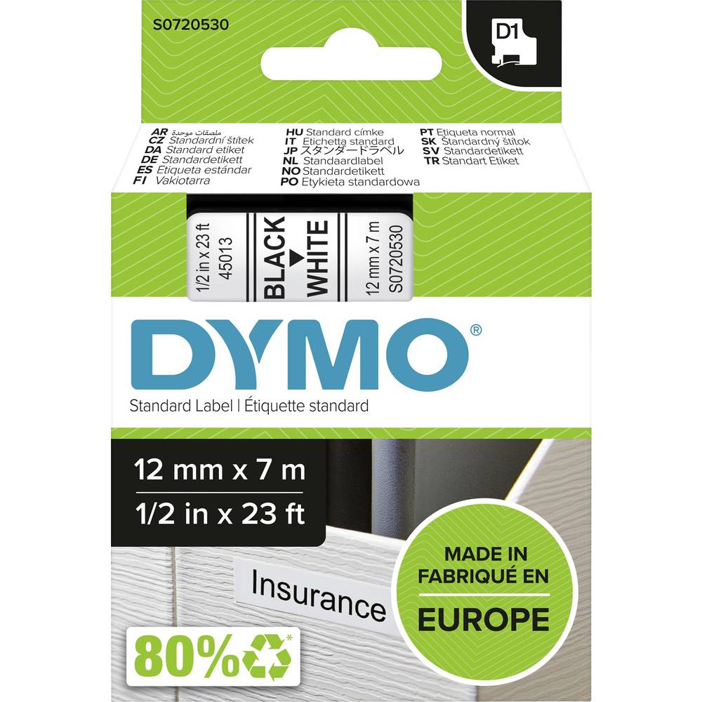 DYMO - White Standard labels 12mm (D1)