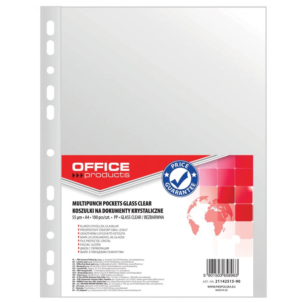 Punched Pockets A4 - Office Pack of 100 (55 microns)