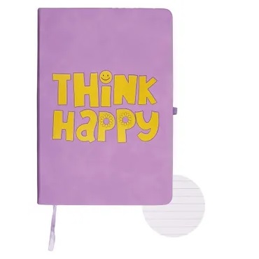 Notebooks - A5 Hardback Lined Notebook Think Happy - (Cresco)