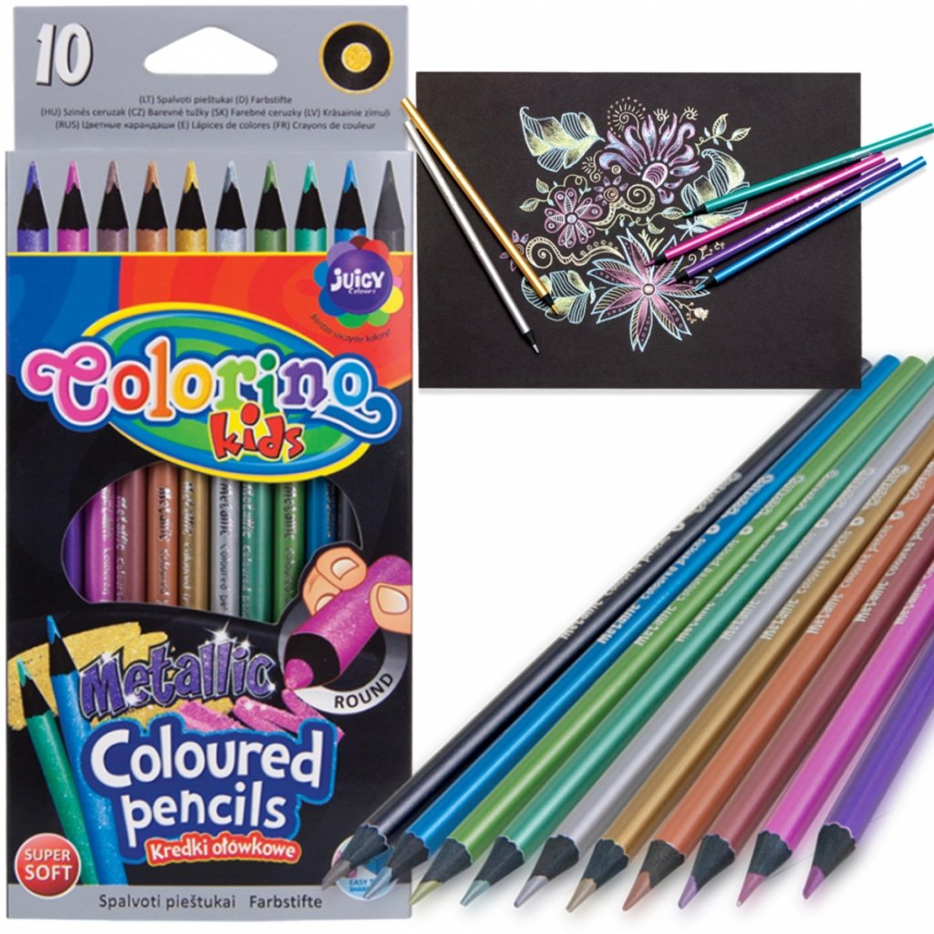 Colouring Pencils - Metallic Pencil Colours by 10 - (Colorino)