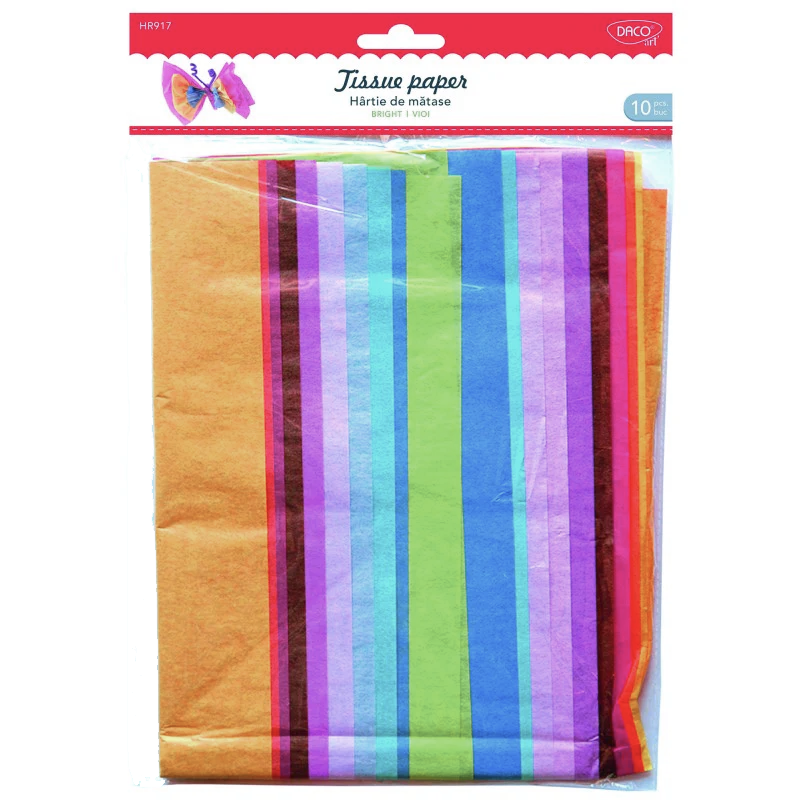 Tissue Paper - By 10 Mixed Solid Colours - (Daco)