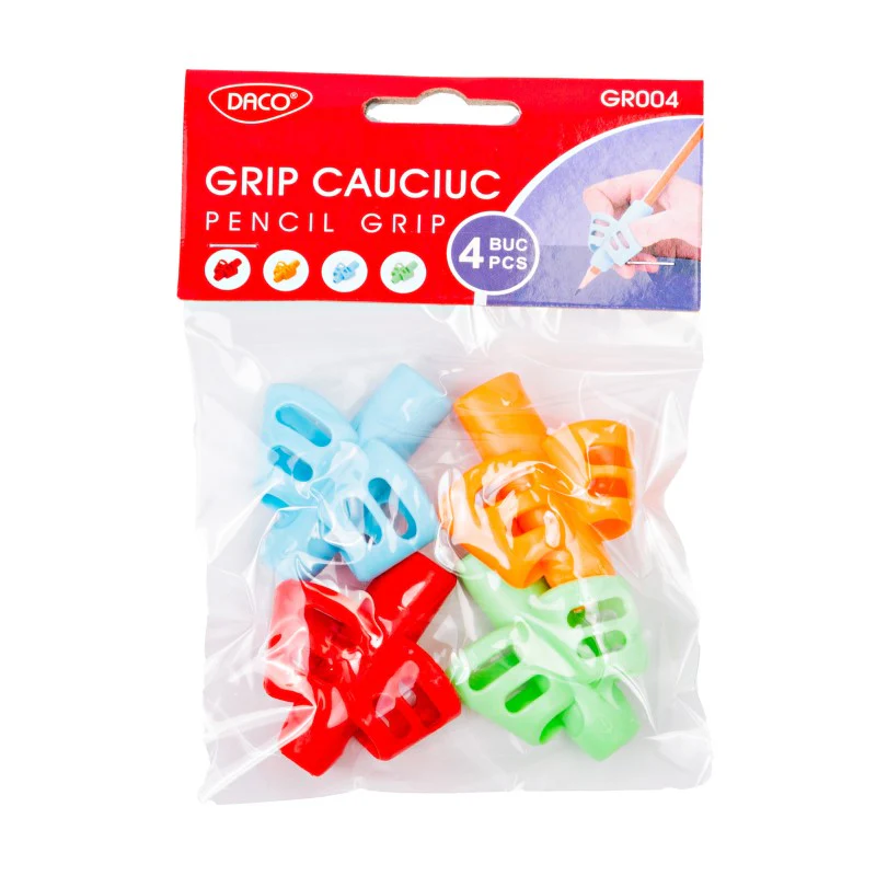 Pencil Grips - Soft Rubber Pencil Grips By 4 - (Daco)