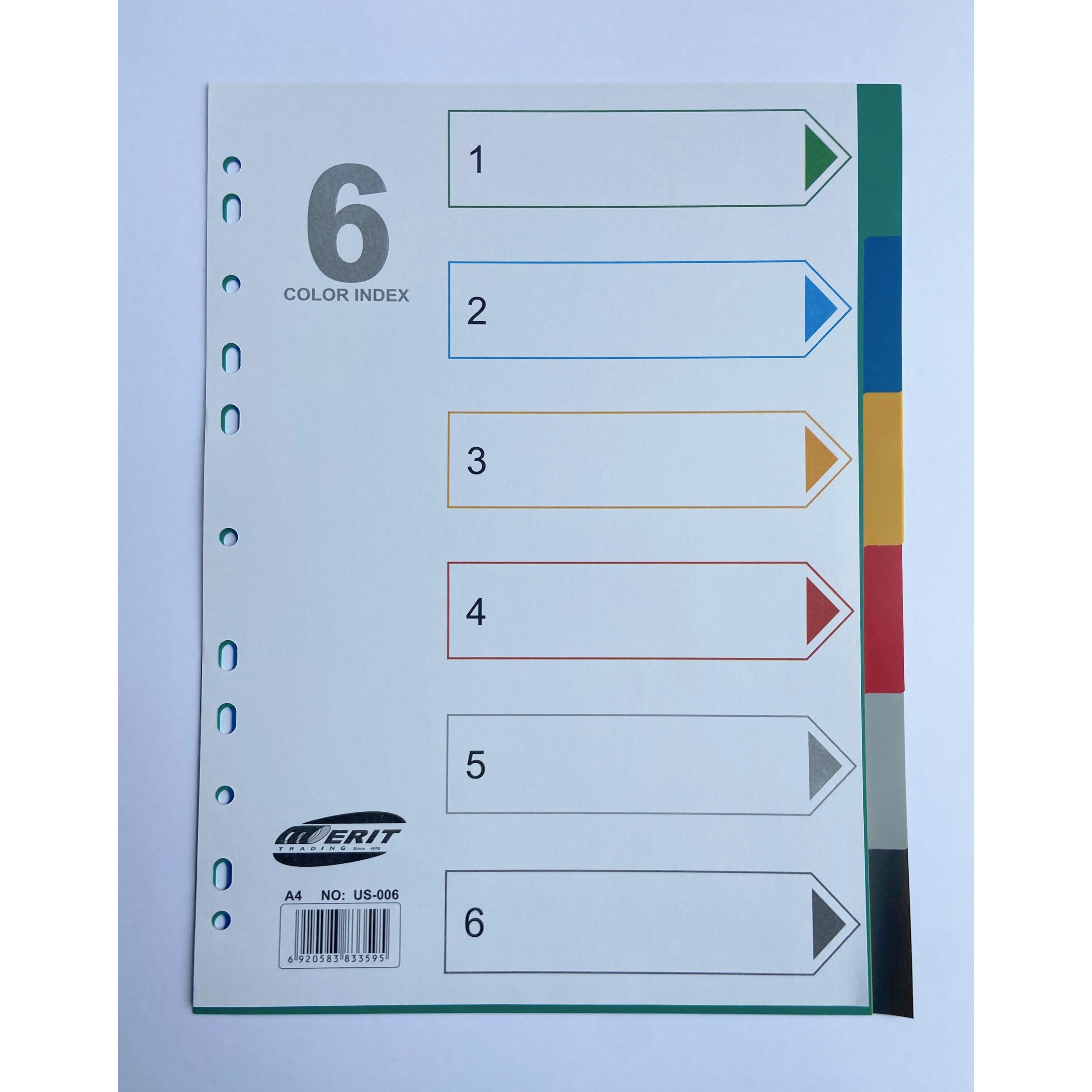Dividers - Plastic Dividers Coloured A4 - (Merit) - x6