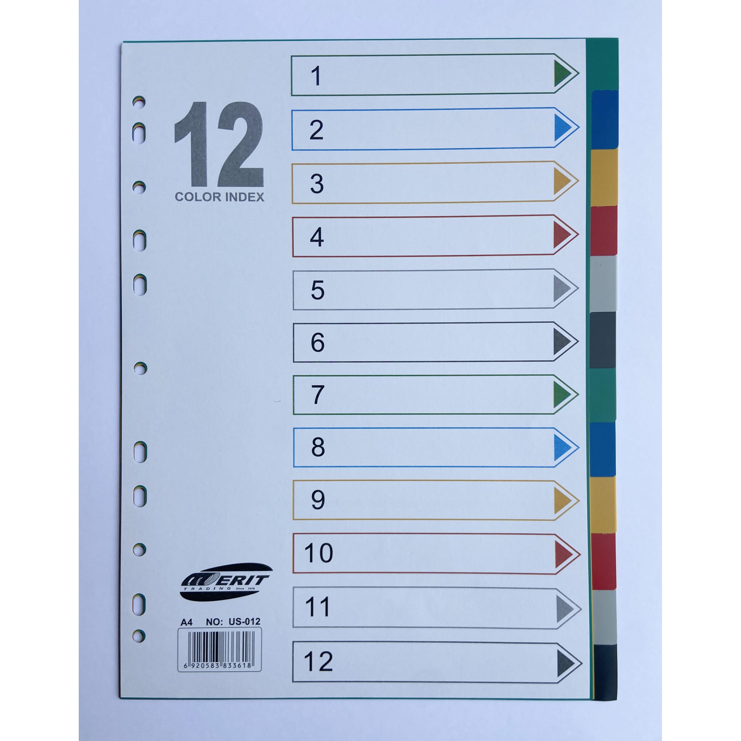 Dividers - Plastic Dividers Coloured A4 - (Merit) - x12