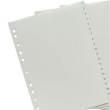 Dividers - Plastic Dividers Numerical A4 - By 20 dividers