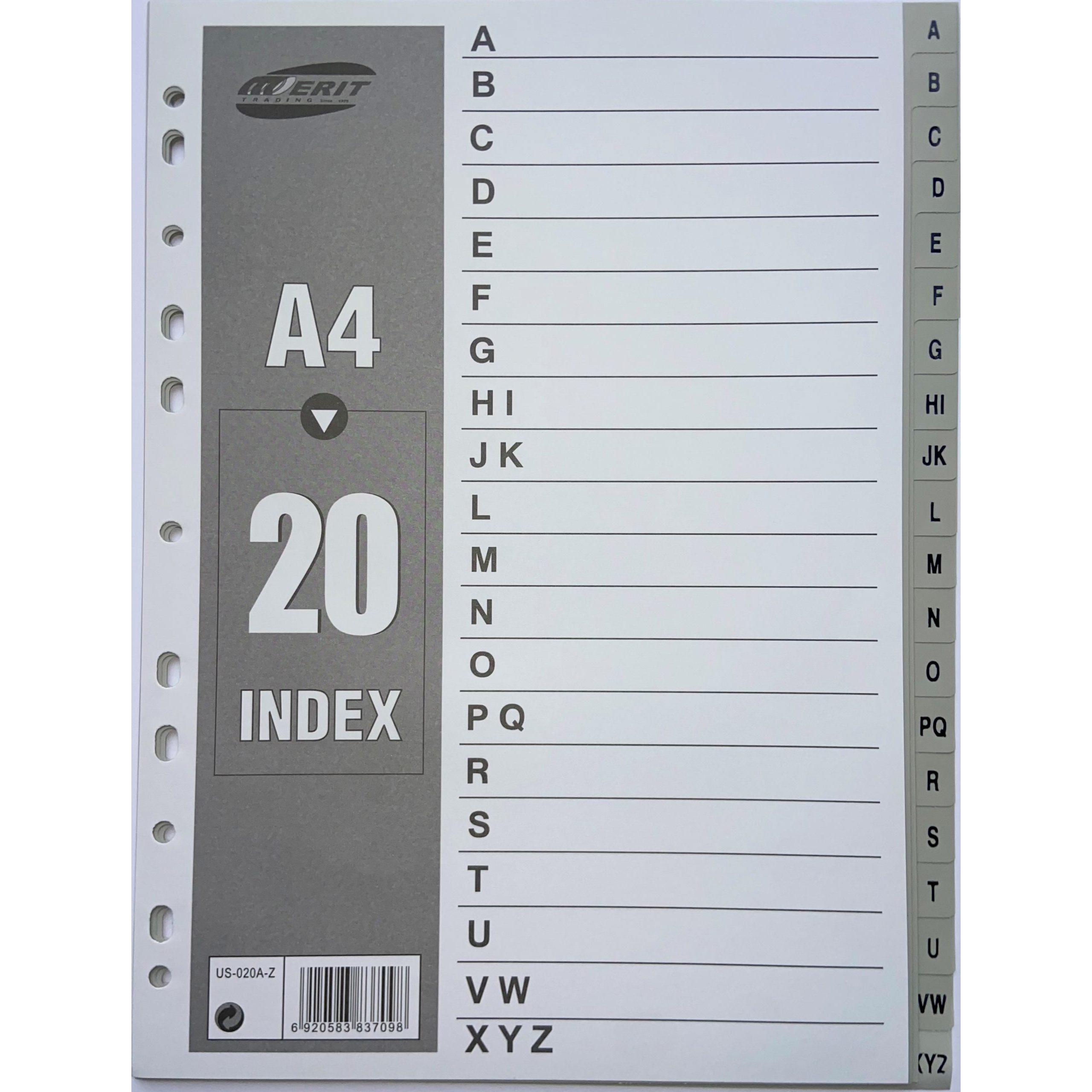 Dividers – Plastic Dividers A To Z A4 - (Merit)