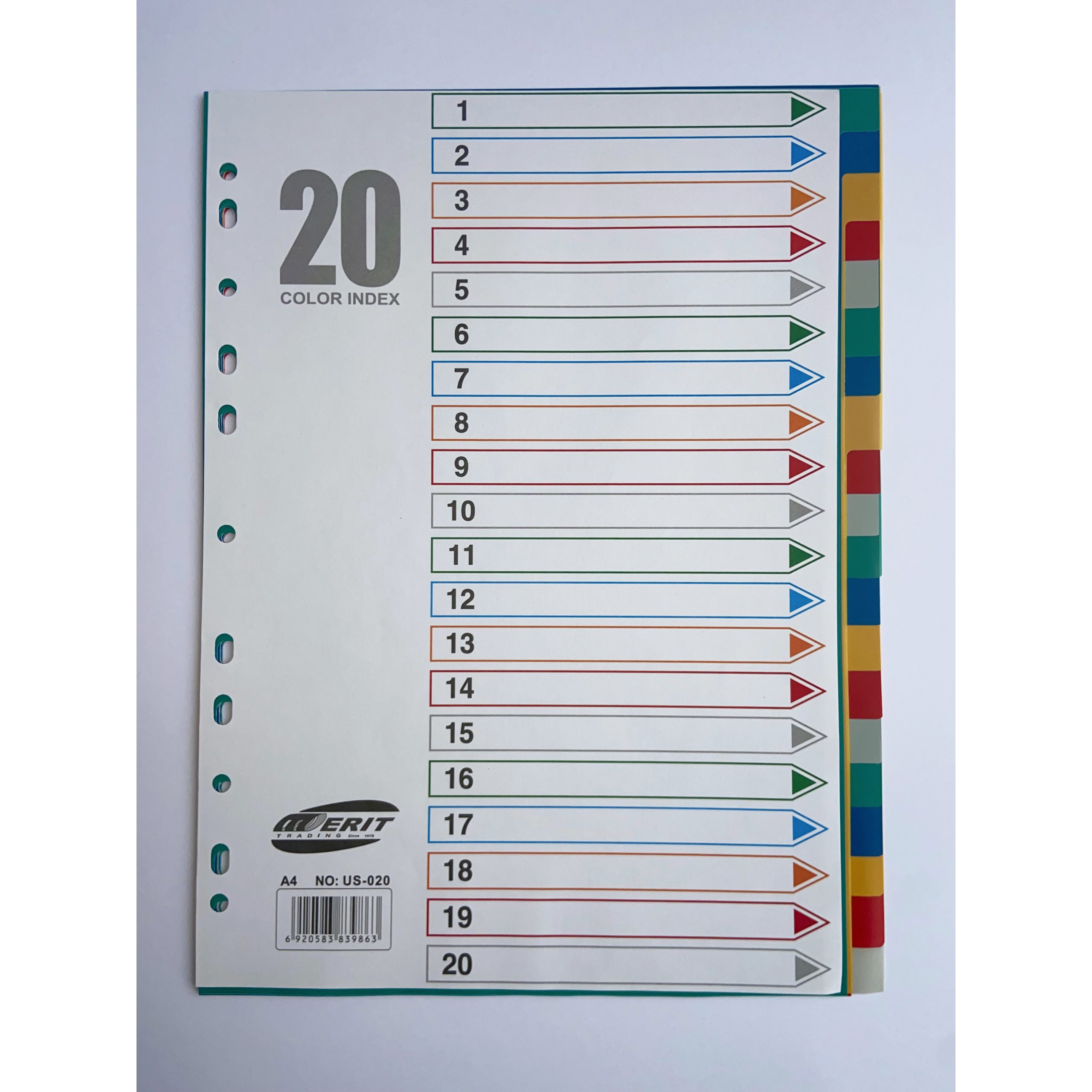 Dividers - Plastic Dividers Coloured A4 - (Merit) - x20
