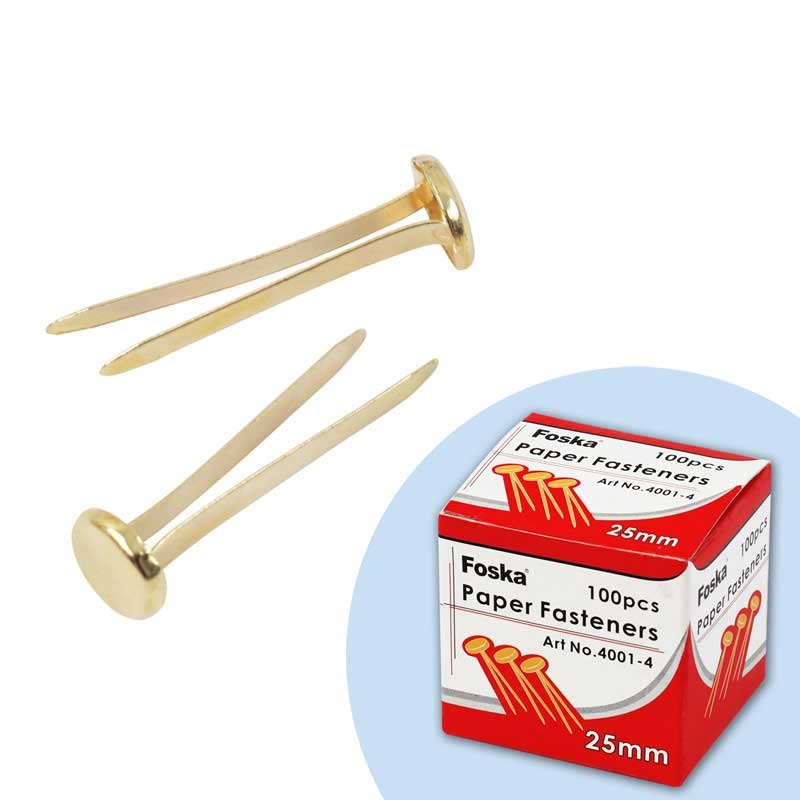 Butterfly Clips - Box of 100 Paper Fasteners  - (Foska)
