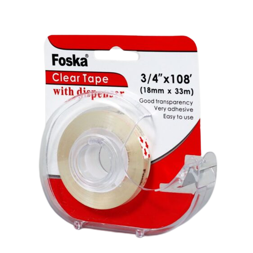 Tape Dispenser - Clear Transparent Tape with Dispenser - (Foska)