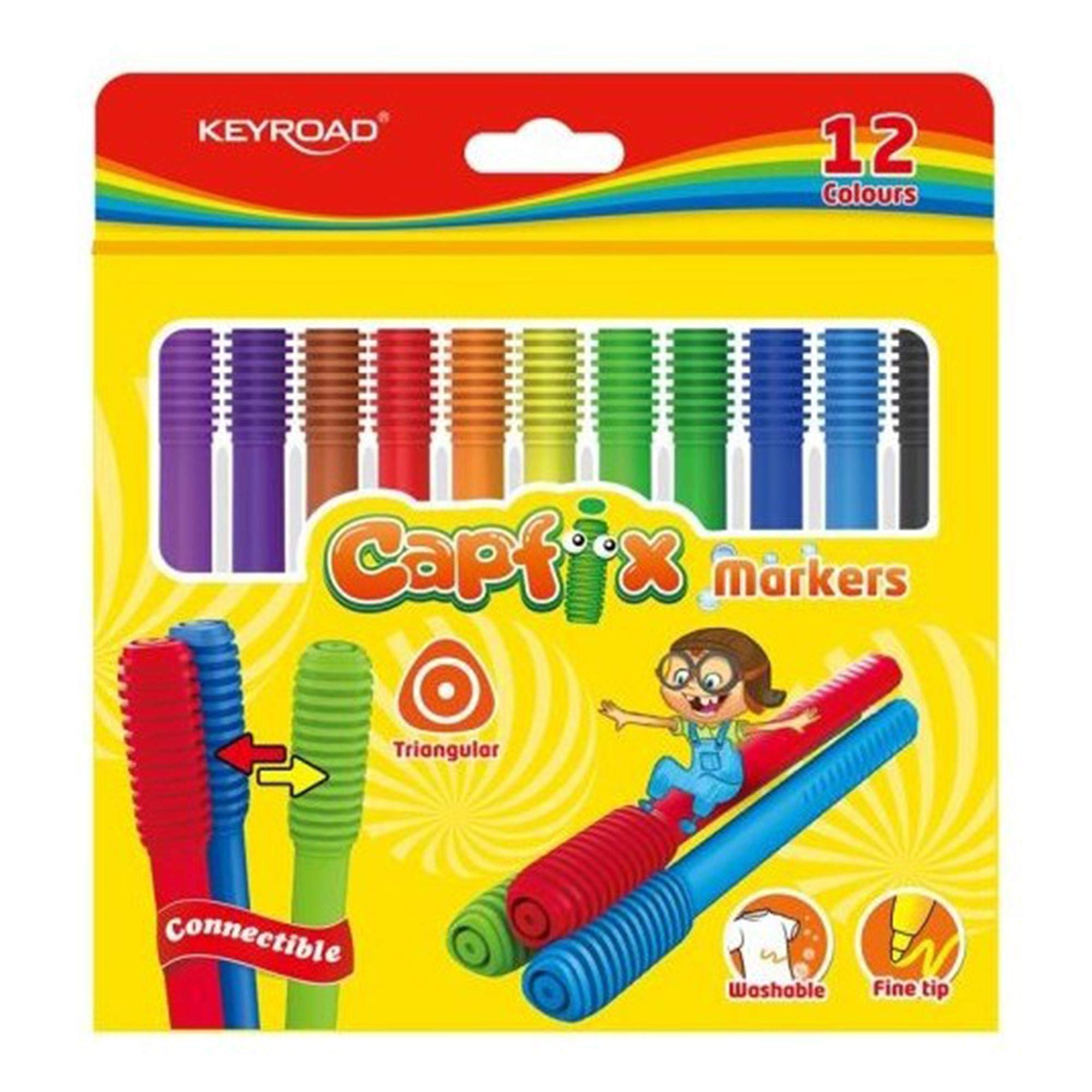 Markers - Triangular Capfix Markers By 12 - (Keyroad)