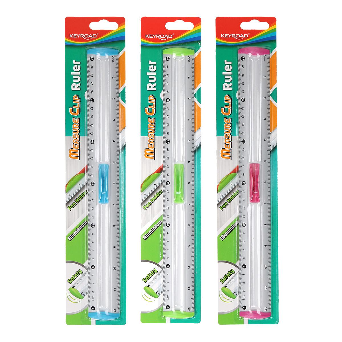 Rulers - Aluminium Measure Clip 30cm Ruler - (Keyroad)