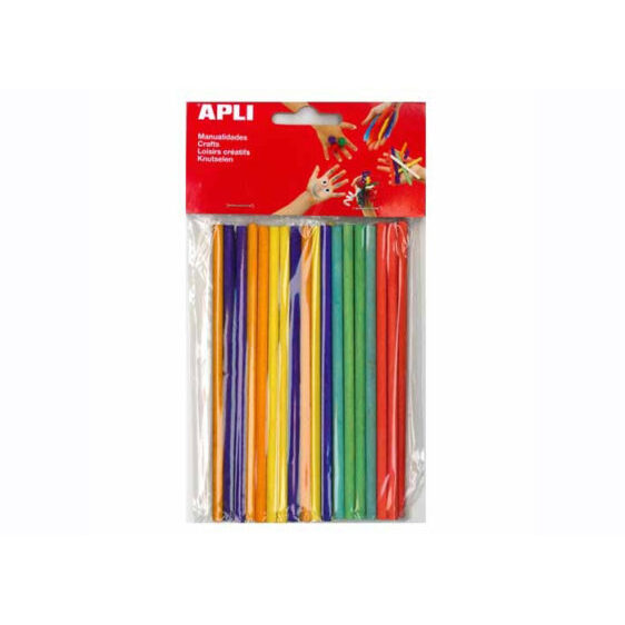 Crafts - Coloured Wooden Sticks round - (Apli)