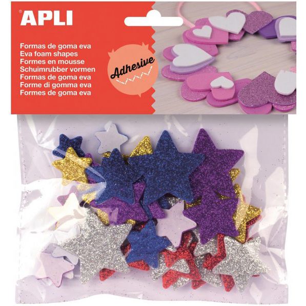 Stickers - Foam Glitter Stars - (Apli)
