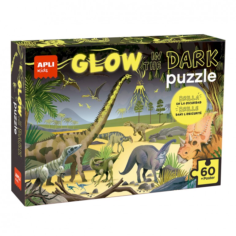 Puzzles - Glow in the Dark Dinosaur Puzzle - (Apli)
