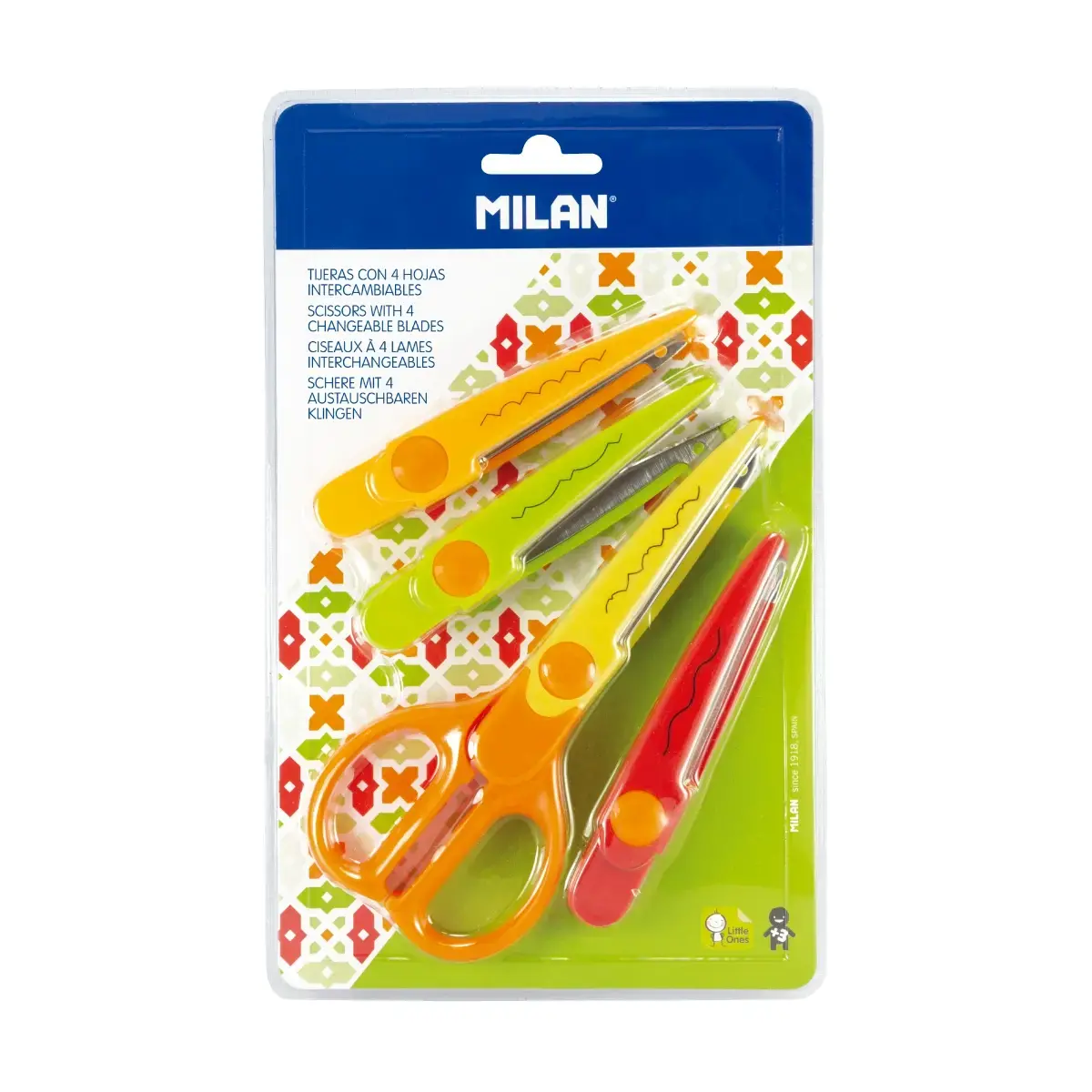Scissors - Zig-zag Scissors 4 Interchangeable Blades Blister - (Milan)