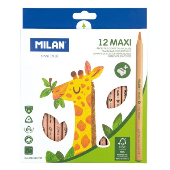 Colouring Pencils - Maxi/Jumbo Colouring Pencils Set including a sharpener - (Milan)