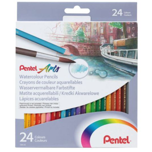 Colouring Pencils - Watercolour Pencils Pack of 24 - (Pentel Arts)
