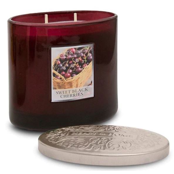 Candles - Twin Wick Candles - (Heart & Home) - Sweet Black Cherries