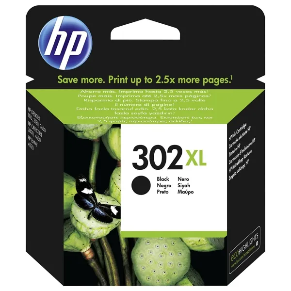 HP Printer Ink - Black and Color - HP 302 XL Blk