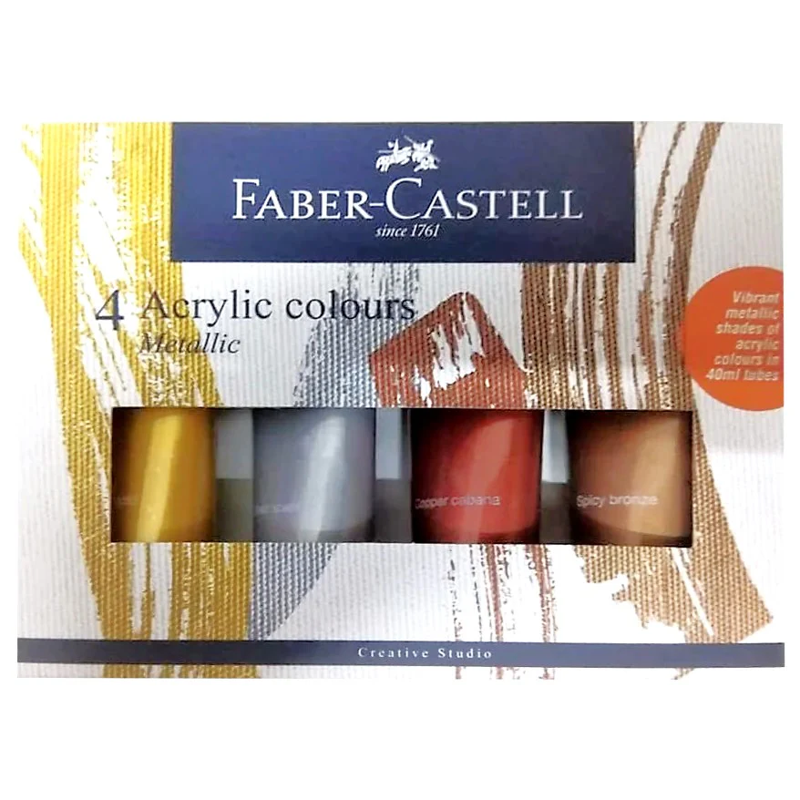 Paint - Metallic Acrylic Colours by 4 - (Faber Castell)