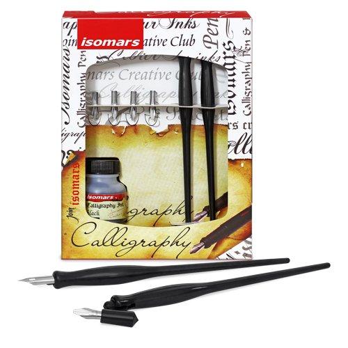 Calligraphy Dip Pen Set & Black Ink - (Isomars)