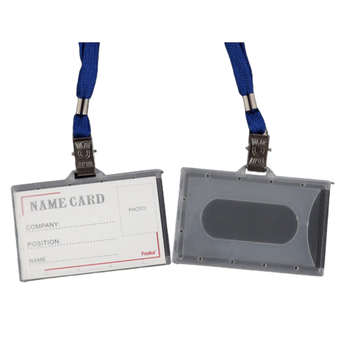 Name Tags - Thick Plastic Name Tag With Lanyard - (Foska) - Red