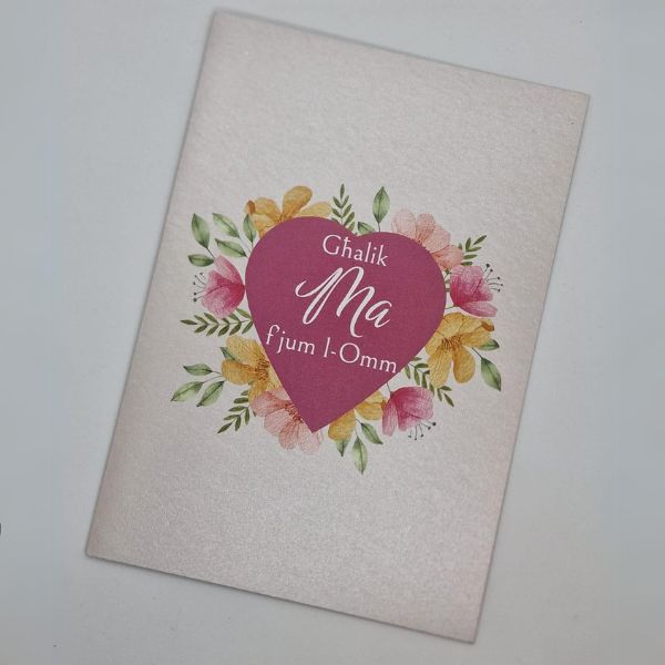 Cards - For Mum on Mother's Day (Pink Heart) - Għalik Ma f'Jum l-Omm