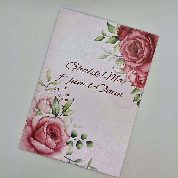 Cards - Għalik Ma f'Jum l-Omm/Għalik Nanna f'Jum l-Omm (Pink Rose) - Għalik Ma f'Jum l-Omm