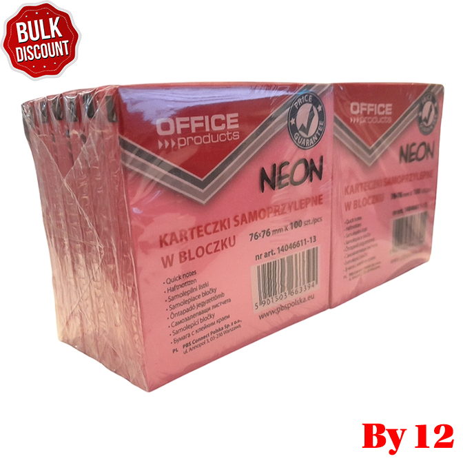 BULK DISCOUNT: Pack of 12 Neon Sticky Note Blocks - (Office)