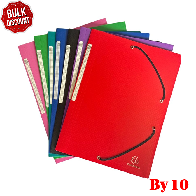 BULK DISCOUNT: Box of 10 Files with Elastic Closure (Exacompta)