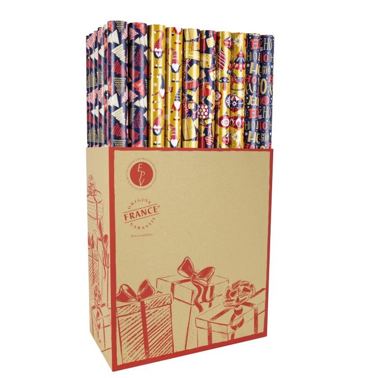 Covering - Christmas Wrapping Paper Roll 70cm x 2m - Gold Elves
