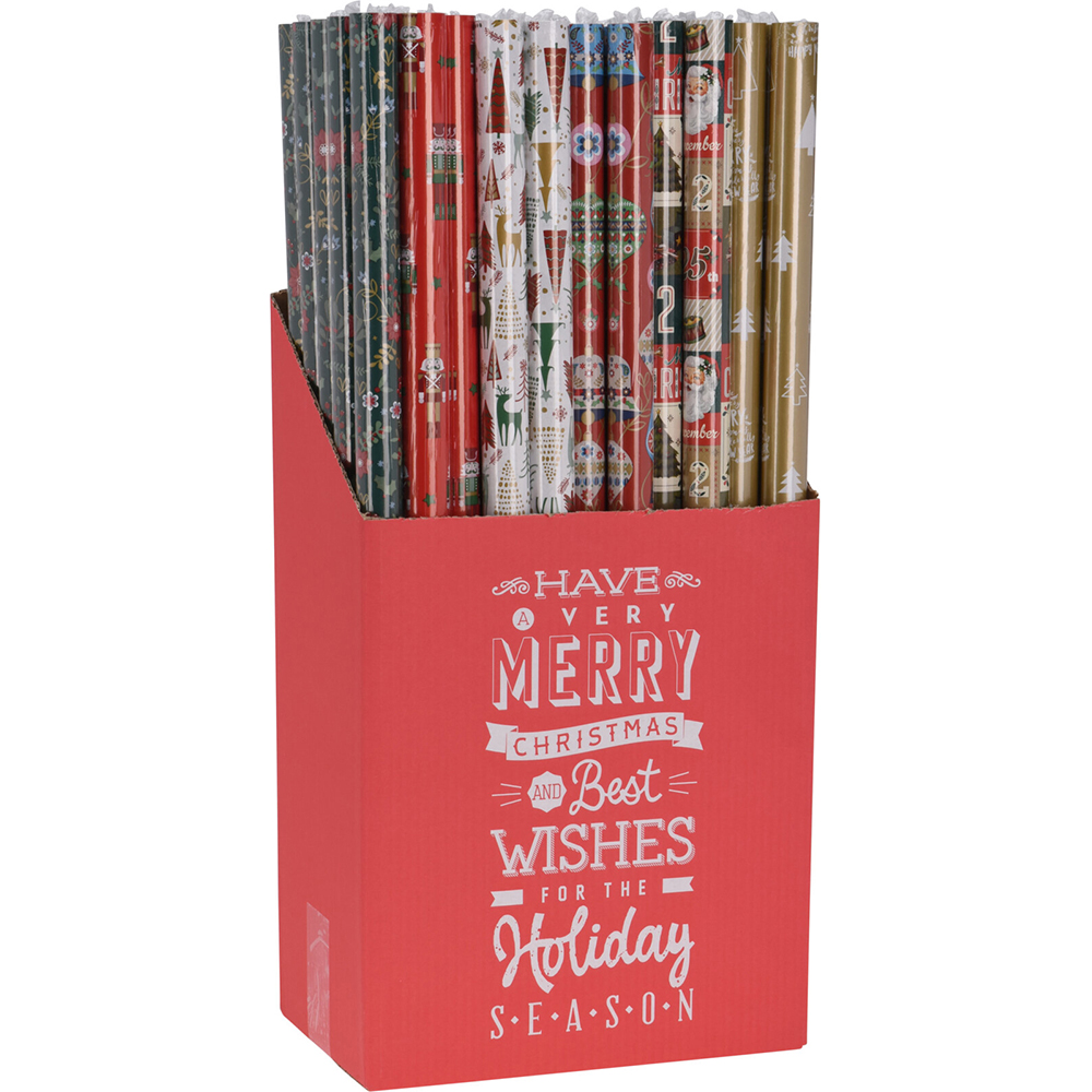 Covering - Christmas Wrapping Paper Roll 1 x 5m - Red Santa