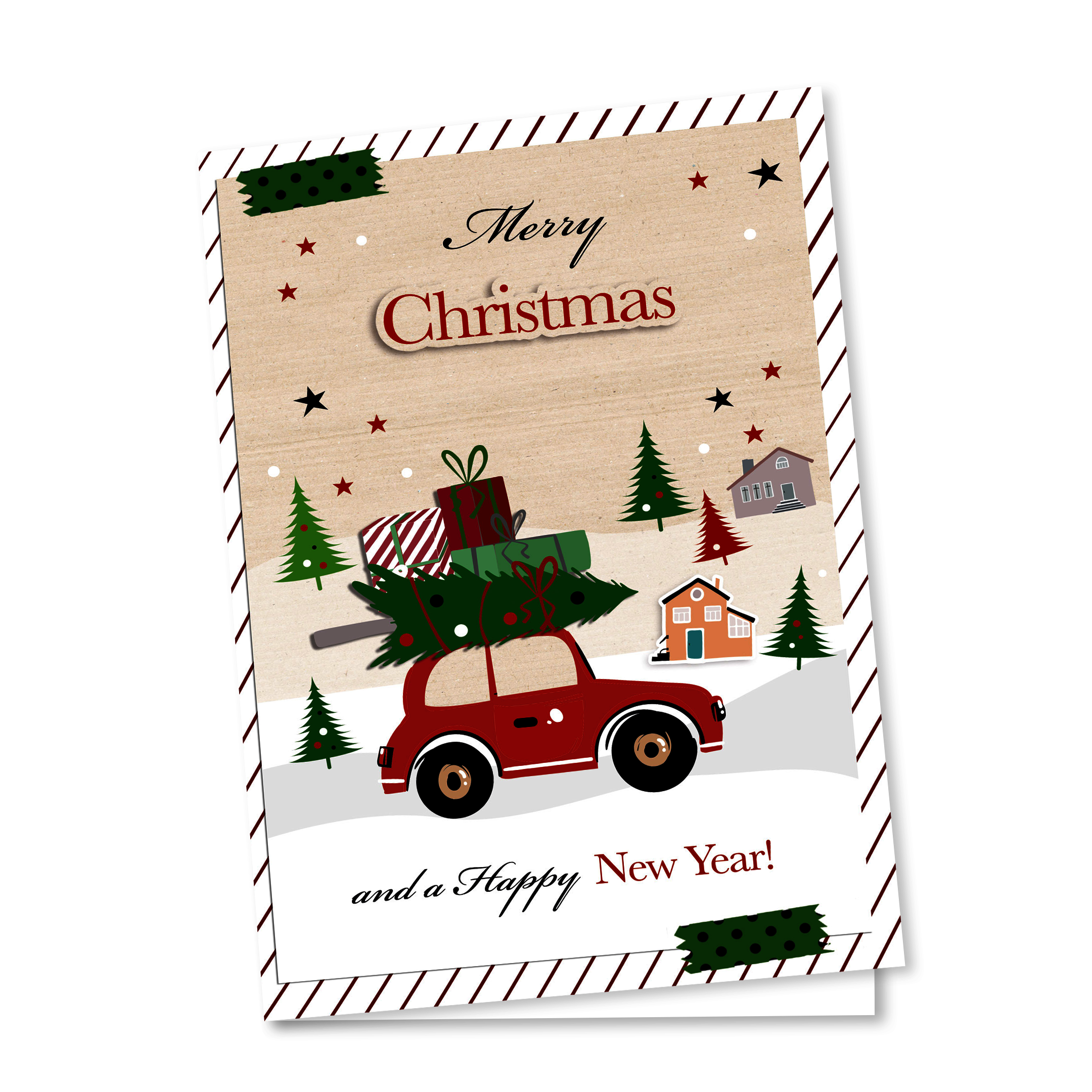 Christmas Cards - (Belgian Greetings) - Merry Christmas Car