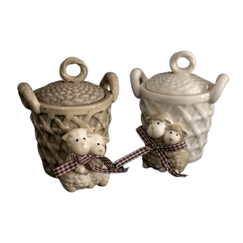 Easter Ceramic Round Basket - White