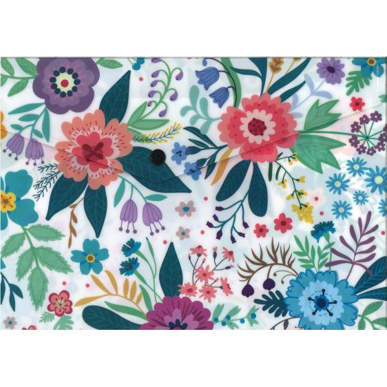 Folders - Patterned A4 Button Folder - (Tiger) - Flower Design