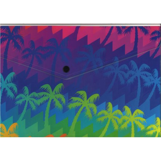Folders - Patterned A4 Button Folder - (Tiger) - Palm Tree Design