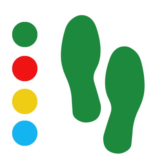 Stickers - Pair of Coloured Vinyl Footprint Floor Stickers - Yellow