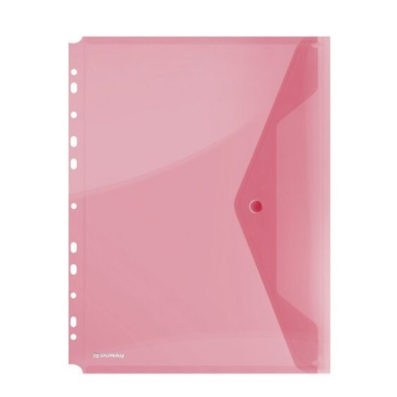 Folders - Transparent Button Folder A4 with Punched Holes - (Donau)
