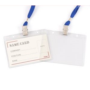 Name Tags - Thin Plastic Name Tag With Lanyard - (Foska) - Red