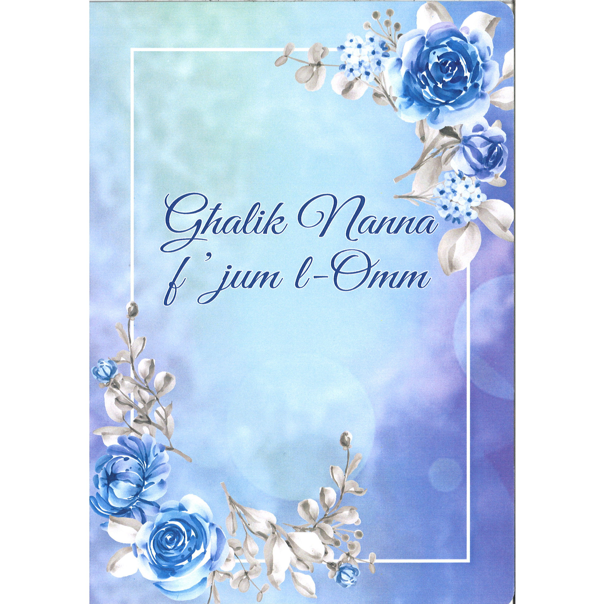 Cards - Għalik Nanna f'Jum l-Omm (Blue Watercolour Rose)