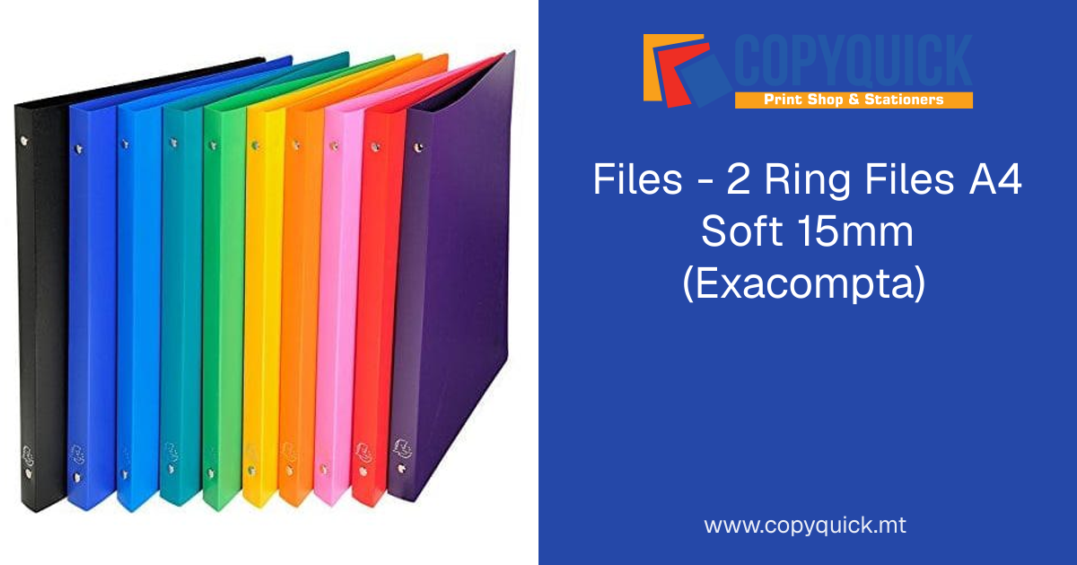 Files - 2 Ring Files A4 Soft 15mm (Exacompta) | CopyQuick