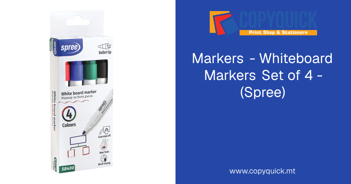 Markers - Whiteboard Markers Set of 4 - (Spree) | CopyQuick