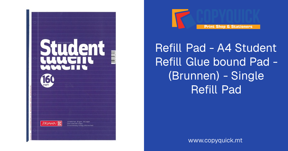 Refill Pad - A4 Student Refill Glue bound Pad - (Brunnen) - Single ...