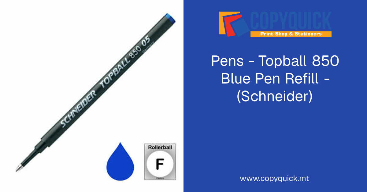 Pens - Topball 850 Blue Pen Refill - (Schneider) | CopyQuick