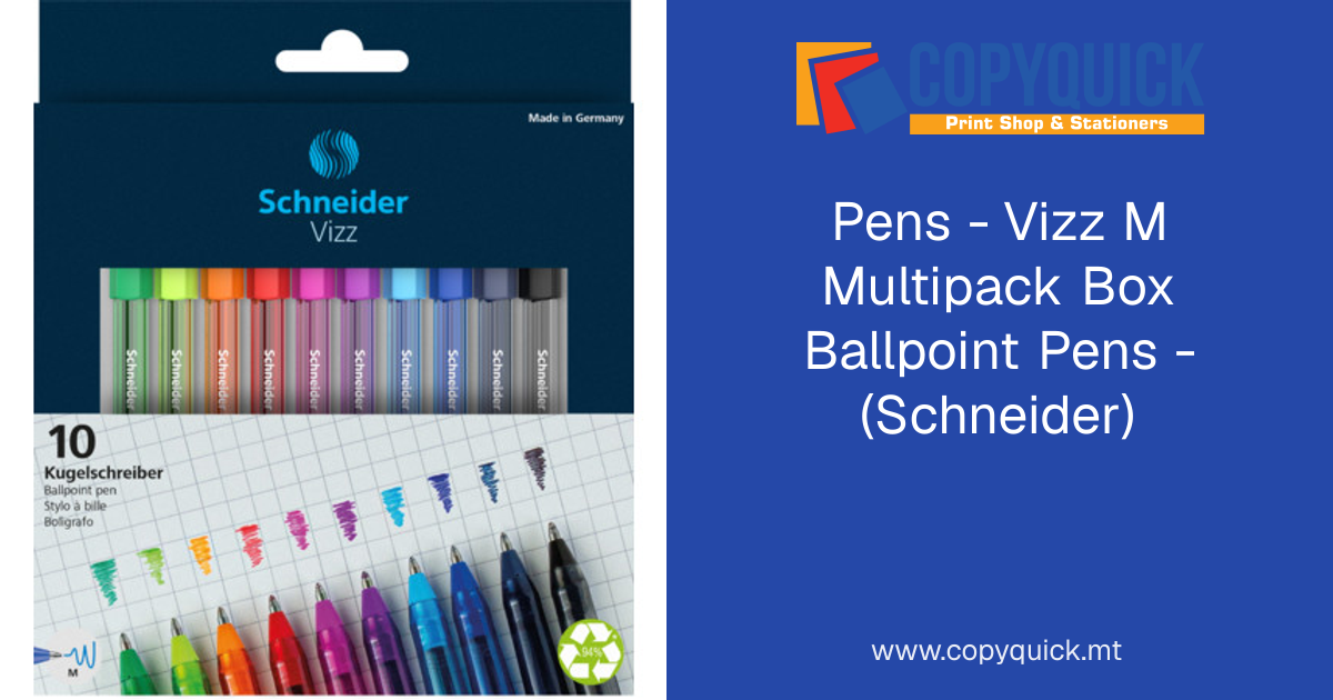 Pens - Vizz M Multipack Box Ballpoint Pens - (Schneider) | CopyQuick