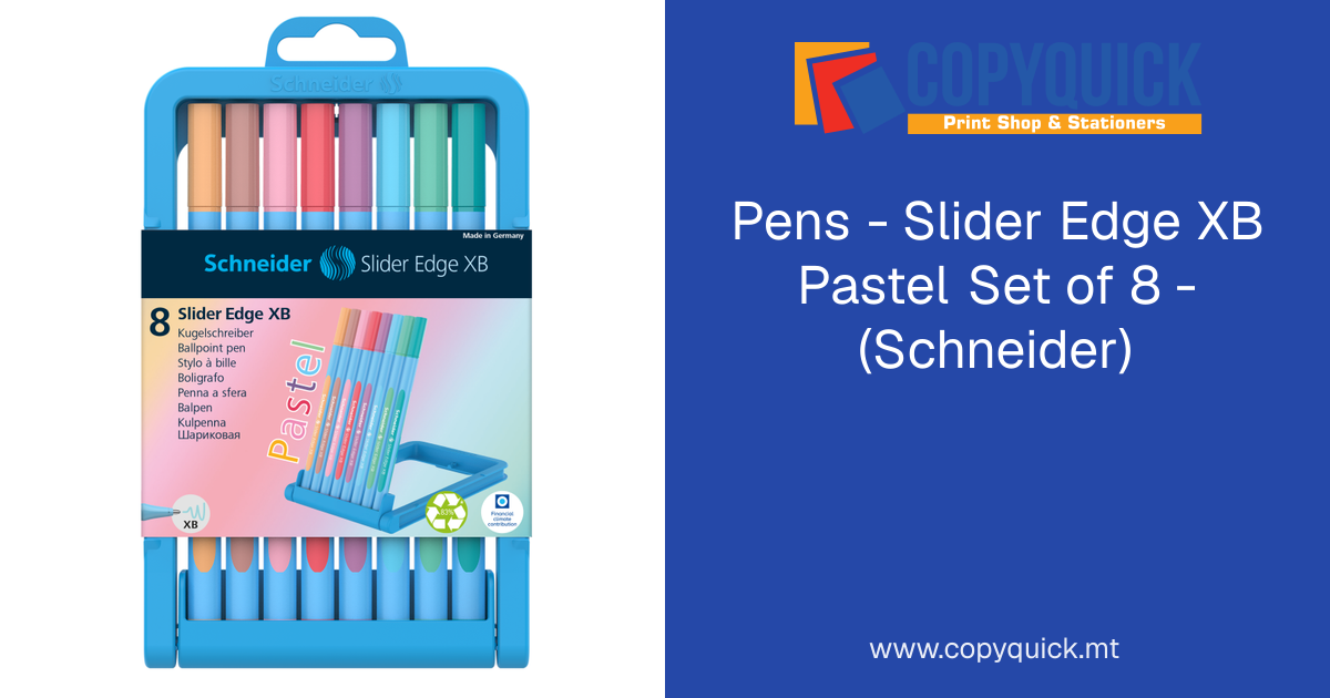 Pens - Slider Edge XB Pastel Set of 8 - (Schneider) | CopyQuick