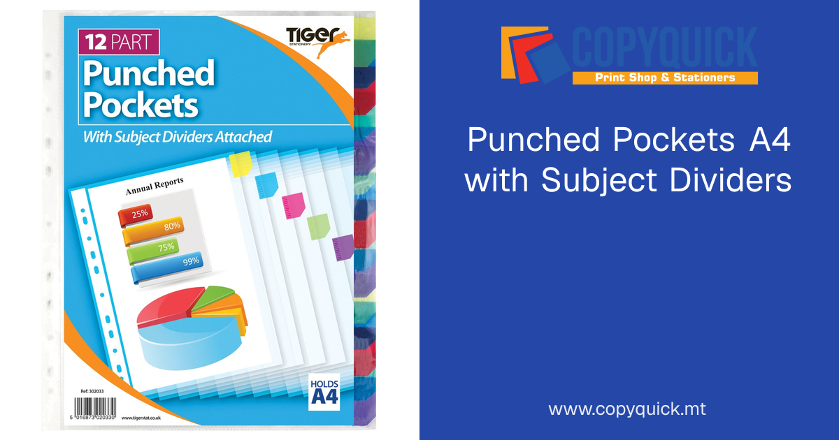Punched Pockets A4 with Subject Dividers | CopyQuick