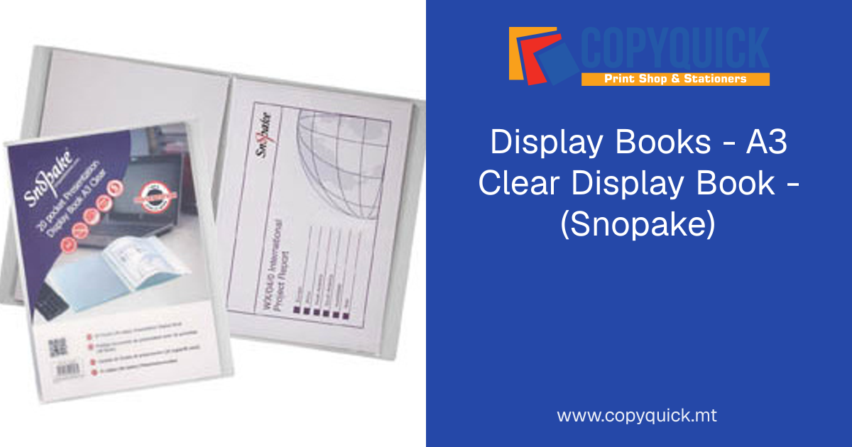 Display Books - A3 Clear Display Book - (Snopake) | CopyQuick