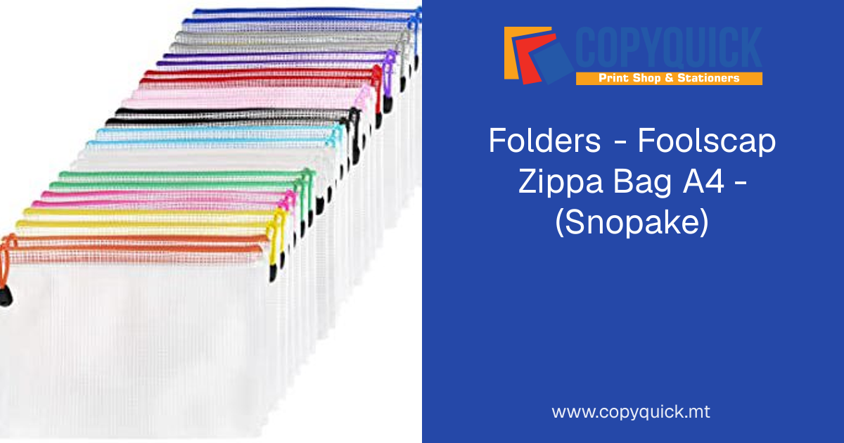 Folders - Foolscap Zippa Bag A4 - (Snopake) | CopyQuick